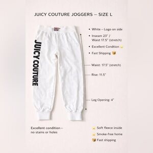 Juicy Couture Joggers White Logo Sweatpants Y2K Retro Women’s Size L